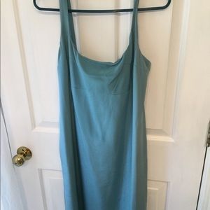 Nicole Miller Collection Silk and Spandex Blend Teal Blue Green Midi Dress